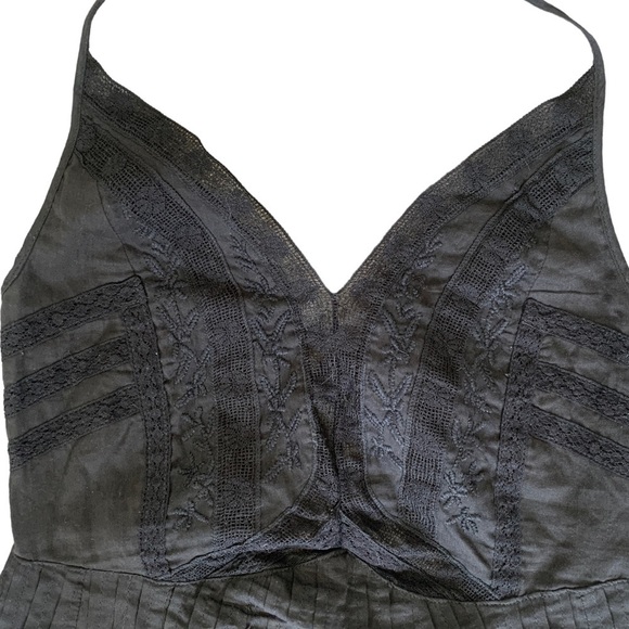 LOVE Sam Black Halter 100% Cotton Lace Boho Maxi Dress Women's Size Medium - Picture 4 of 14